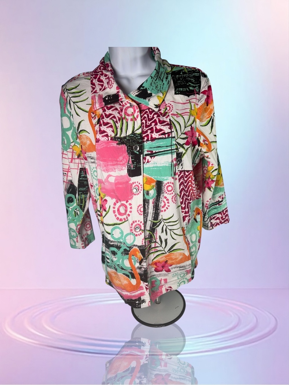 Onque Casuals Artistic Print Jacket Women’s Size L Multicolor Floral